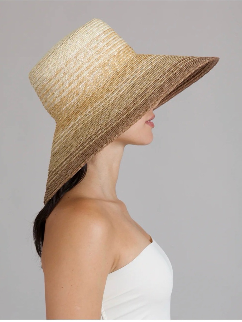 Eugenia Kim Wide Brim Gradient Straw Sun Hat in Natural Brown - Picture 3 of 3